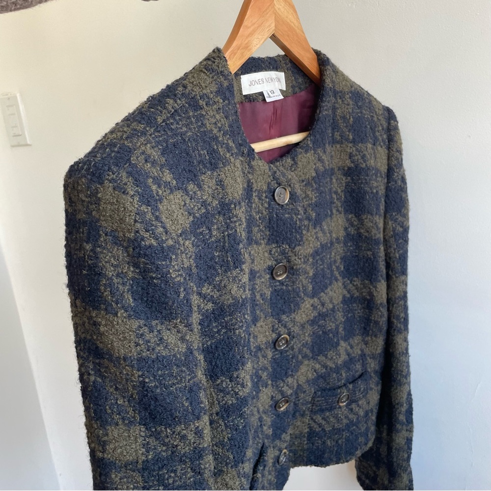 Vintage Wool Plaid Cropped Jacket - Picture 6 of 12